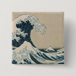The Great Wave of Kanagawa, Views of Mt. Fuji 2 Inch Square Button