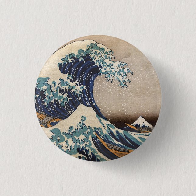 The Great Wave off Kanagawa 1 Inch Round Button (Front)
