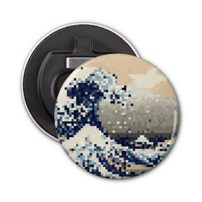 The Great Wave off Kanagawa 8 Bit Pixel Art Bottle Opener (Front)
