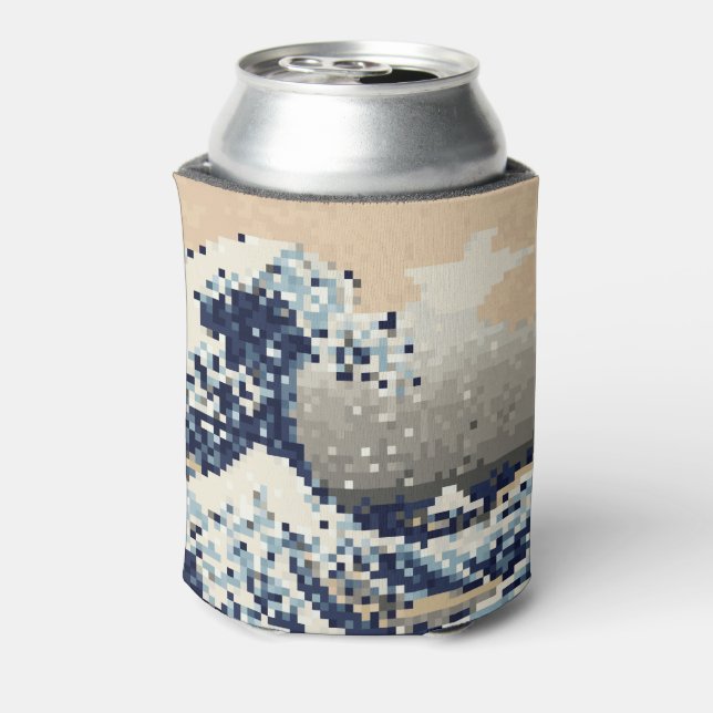 The Great Wave off Kanagawa 8 Bit Pixel Art Can Cooler (Can Back)