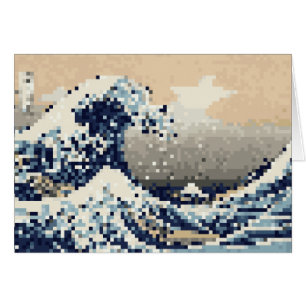 The Great Wave off Kanagawa 8 Bit Pixel Art Card