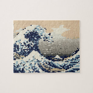 The Great Wave off Kanagawa 8 Bit Pixel Art Jigsaw Puzzle