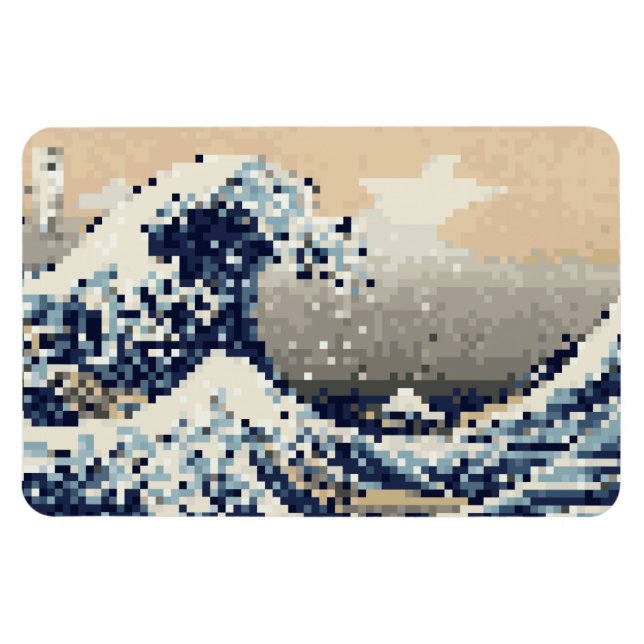 The Great Wave off Kanagawa 8 Bit Pixel Art Magnet (Horizontal)