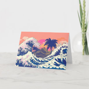 The great wave off kanagawa and palm trees card