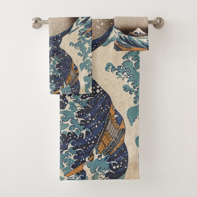 The Great Wave off Kanagawa Bath Towel Set (Insitu)