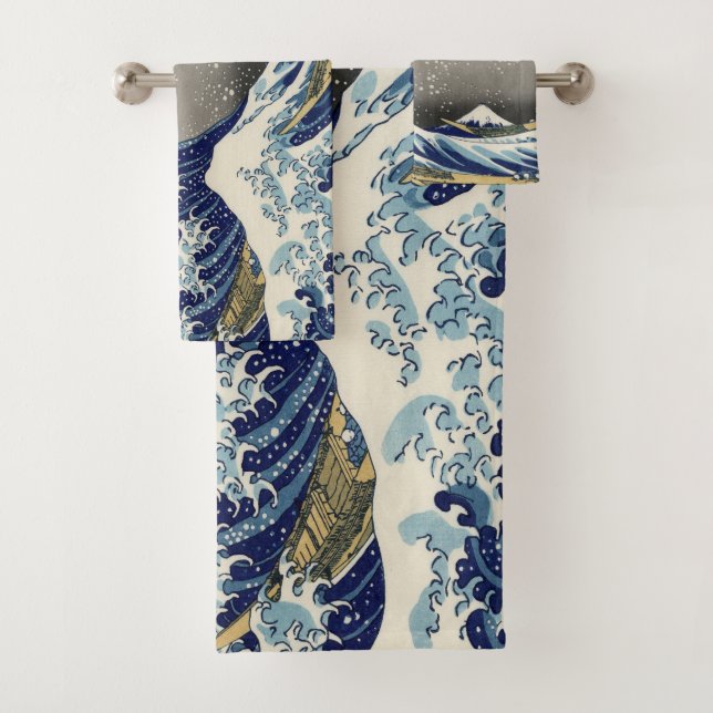 The Great Wave Off Kanagawa Bath Towel Set (Insitu)