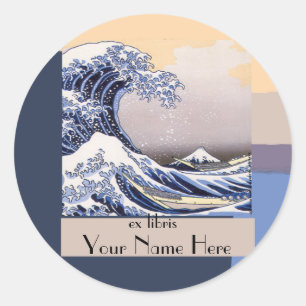 The Great Wave off Kanagawa Bookplate Classic Round Sticker