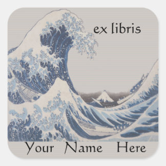 The Great Wave off Kanagawa Bookplate Square Sticker