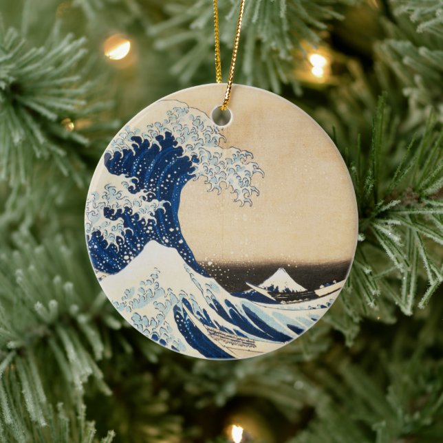 The Great Wave off Kanagawa by Hokusai Ceramic Ornament (Tree)