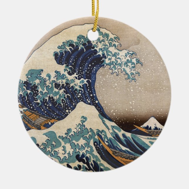 The Great Wave off Kanagawa Ceramic Ornament (Front)