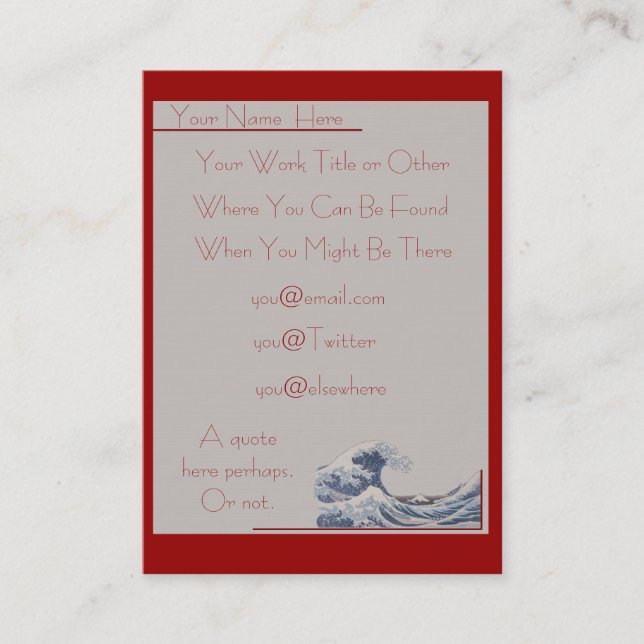 The Great Wave off Kanagawa Chubbie Business Card (Front)