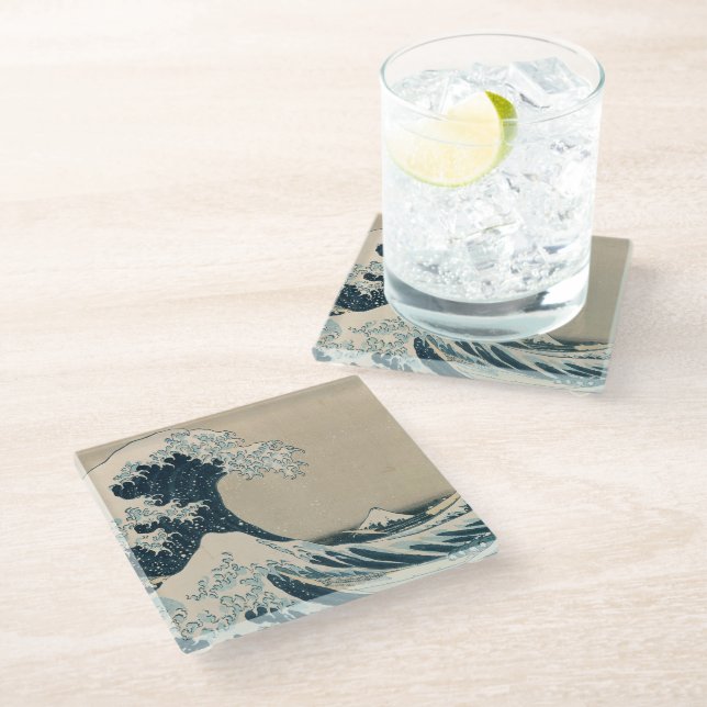 The Great Wave off Kanagawa Glass Coaster (Angled)
