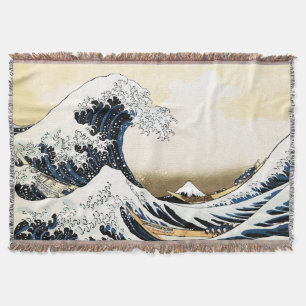 The Great Wave Off Kanagawa Hokusai, Japanese art Throw Blanket