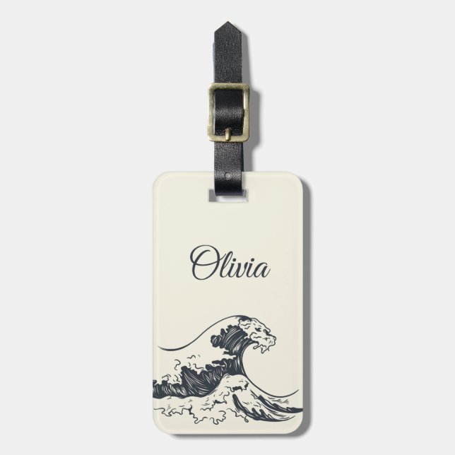 The Great Wave off Kanagawa illustration Luggage Tag (Front Vertical)