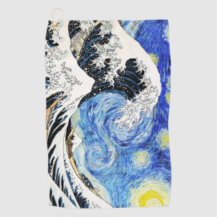 The Great Wave Off Kanagawa in Starry night Golf Towel