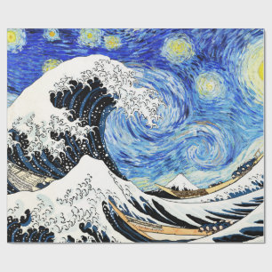 The Great Wave Off Kanagawa in Starry night Wrapping Paper