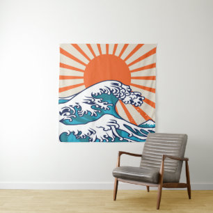 The Great Wave off Kanagawa, japanese wave poster Tapestry