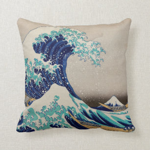 The Great Wave Off Kanagawa Japanese Woodblock Throw Pillow