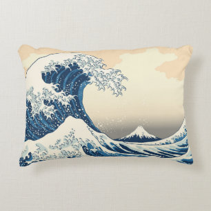 The great wave off kanagawa painting reproduction  accent pillow