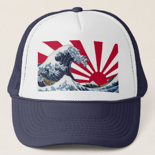 “The Great Wave off Kanagawa”+“Rising sun fl Trucker Hat