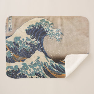 The Great Wave off Kanagawa Sherpa Blanket