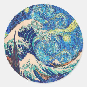 The Great Wave Off Kanagawa The Starry Night Classic Round Sticker