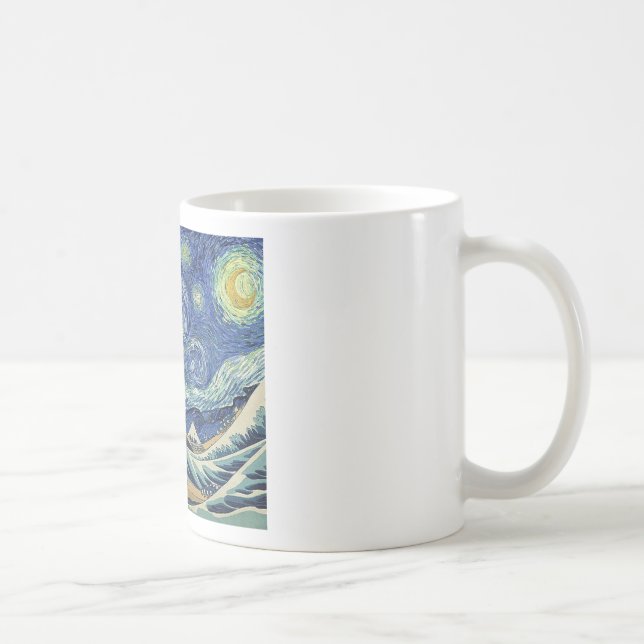 The Great Wave Off Kanagawa - The Starry Night Coffee Mug (Right)