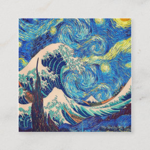 The Great Wave Off Kanagawa The Starry Night Square Business Card