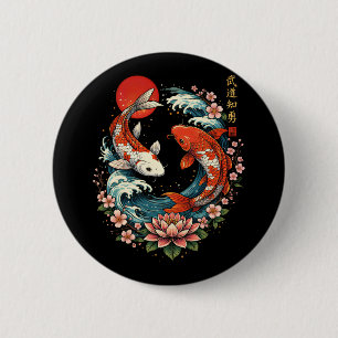 The Great Wave Off Koi Fish 2 Inch Round Button