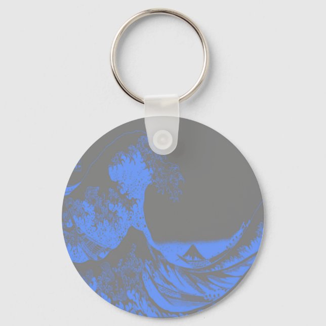 The Great Wave Seafoam Blue & Grey Keychain (Front)
