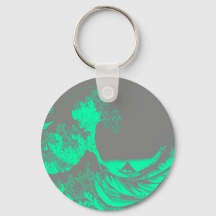 The Great Wave Seafoam Green & Grey Keychain