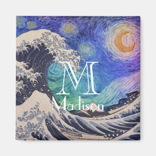 The Great Wave Starry Night Magnet