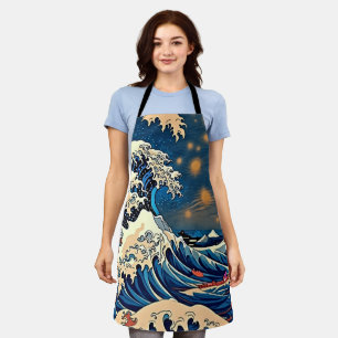 The Great Wave Starry Night Mashup All Over Apron