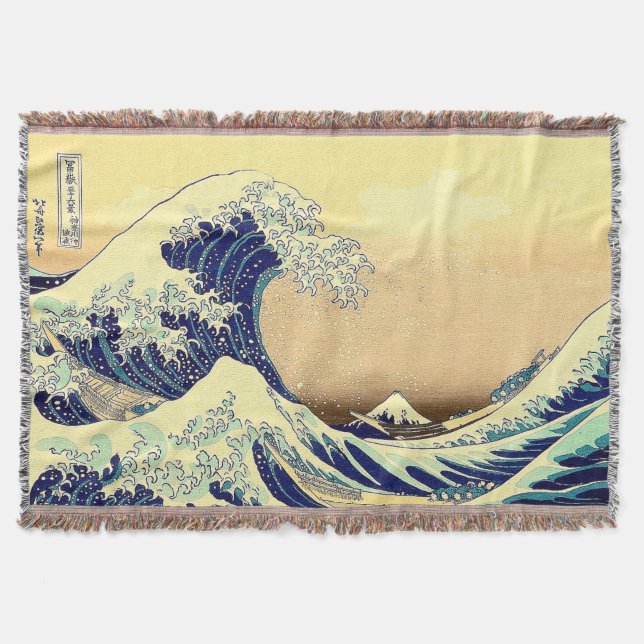 The Great Wave Thirty-six Views of Mt.Fuji  Throw Blanket (Front)