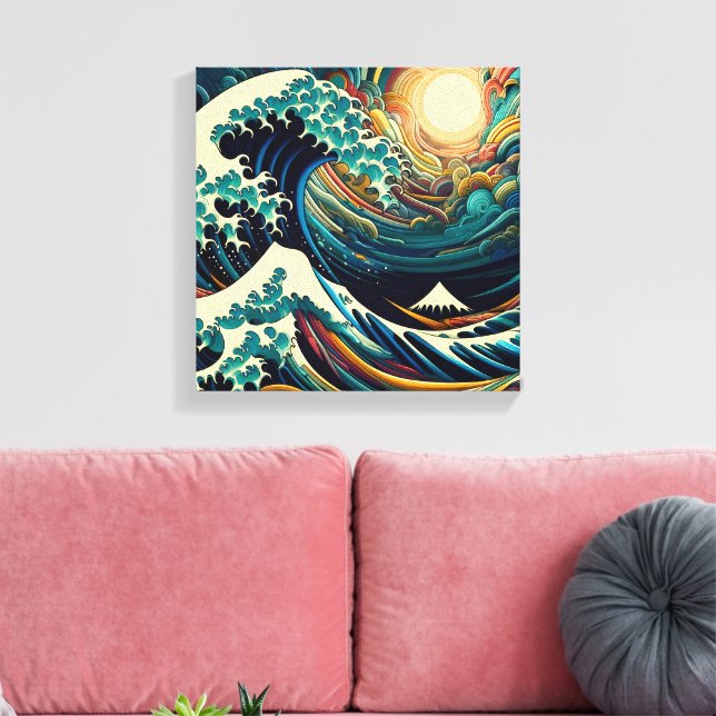 The Great Wave, wave off Kanagawa v1 Canvas Print (Insitu(LivingRoom))