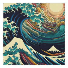 The Great Wave, wave off Kanagawa v1 Faux Canvas Print