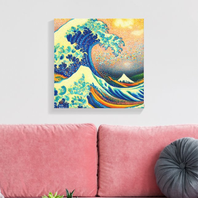 The Great Wave, wave off Kanagawa v2 Canvas Print (Insitu(LivingRoom))