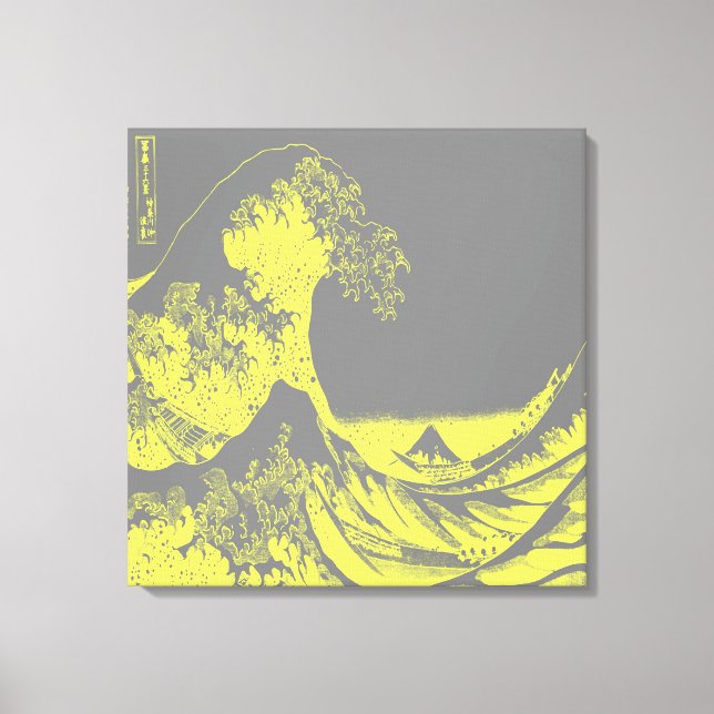 The Great Wave Wrapped Canvas Yellow & Grey (Front)