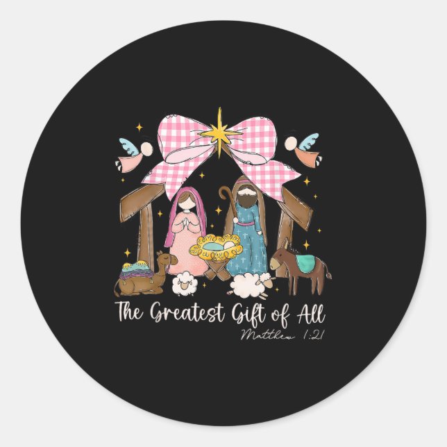 The Greatest Gift For All Christmas Nativity Jesus Classic Round Sticker (Front)