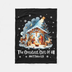 The Greatest Gift For All Christmas Nativity Jesus Fleece Blanket