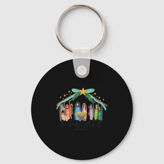 The Greatest Gift For All Christmas Nativity Jesus Keychain (Front)
