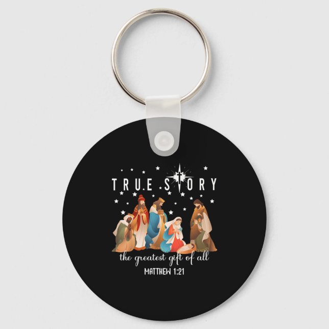 The Greatest Gift For All Christmas Nativity Jesus Keychain (Front)
