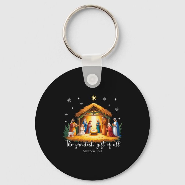 The Greatest Gift For All Christmas Nativity Jesus Keychain (Front)