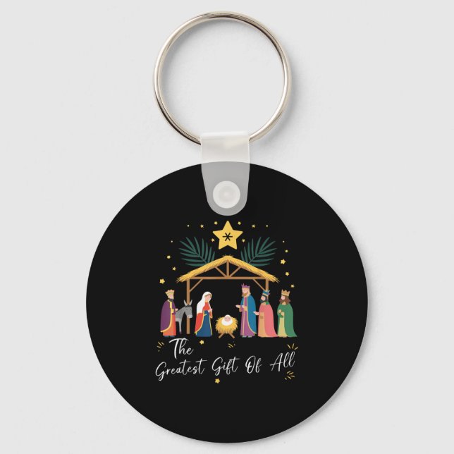 The Greatest Gift For All Christmas Nativity Jesus Keychain (Front)