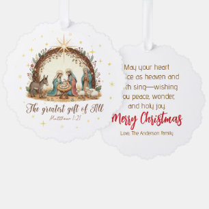 The Greatest Gift of All” Nativity Ornament Card