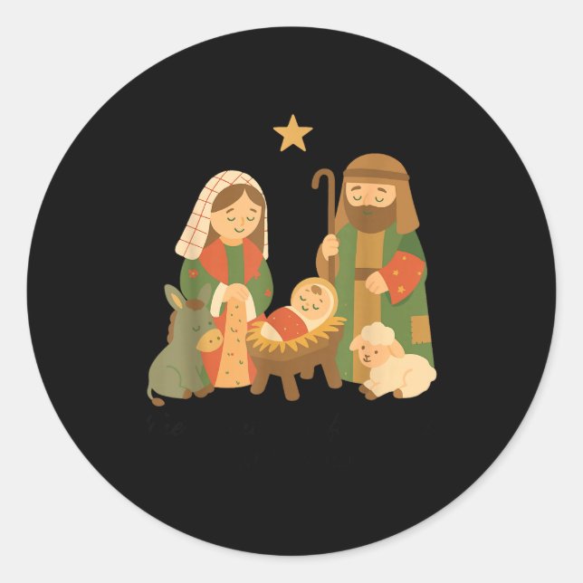 The Greatest Gift Off All Nativity Scene Jesus Mat Classic Round Sticker (Front)