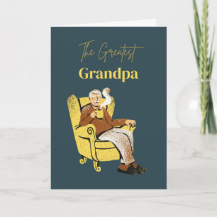 The Greatest Grandpa Cozy Armchair Illustration Card