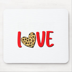 The Greatest Is Love Valentines Day Leopard Heart  Mouse Pad