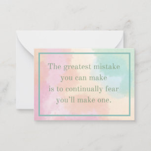 The Greatest Mistake inspirational quote card