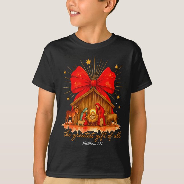The Greatest Of All Christmas Nativity Scene Jesus T-Shirt (Front)